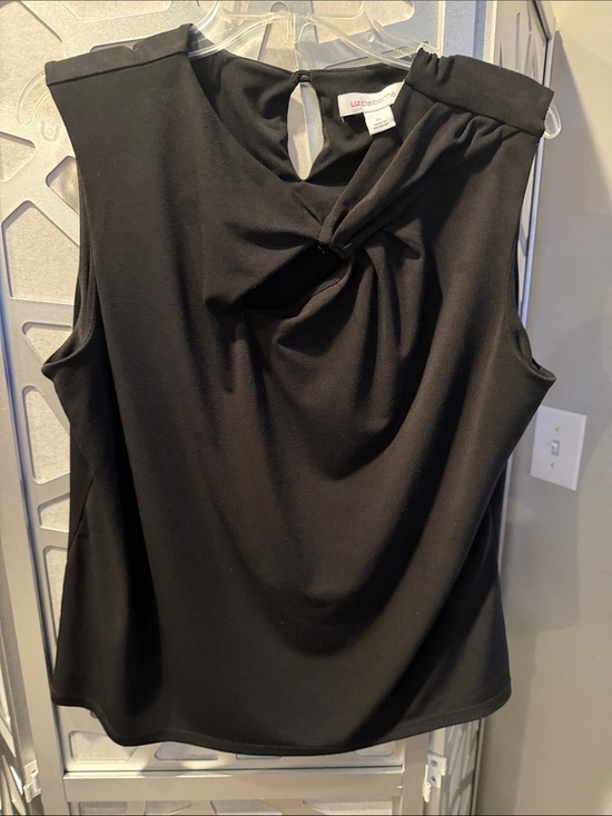 Liz Claiborne Tops - Liz Claiborne Black Blouse with V-Neck Keyhole